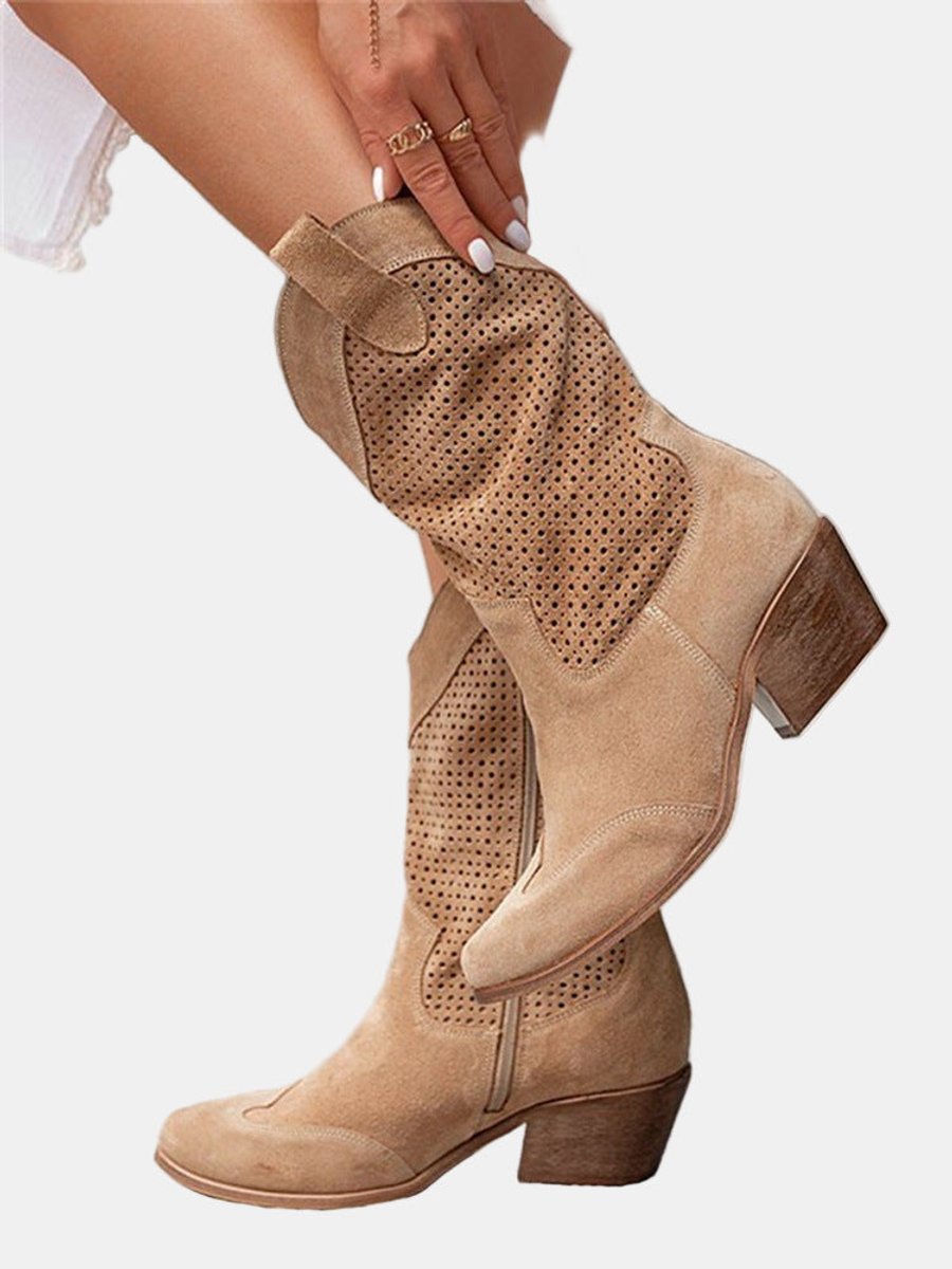 Fleur™ | Perforated Western Mid-Calf Boots