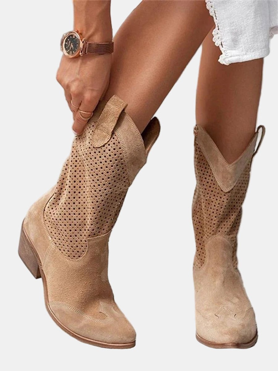 Fleur™ | Perforated Western Mid-Calf Boots