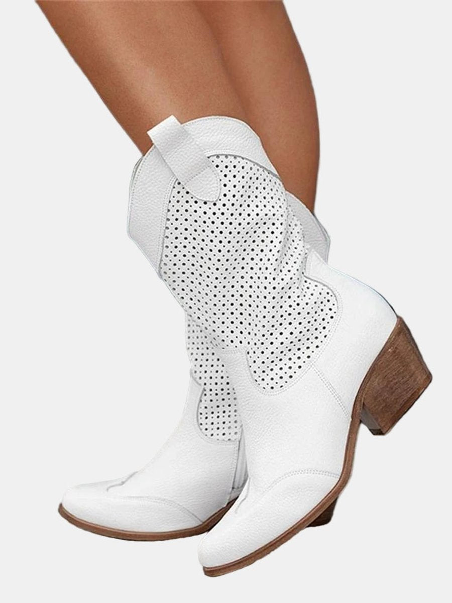Fleur™ | Perforated Western Mid-Calf Boots