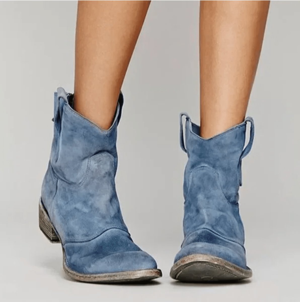 Sienna | Women's Western-Style Suede Ankle Knee High Boots Flat Heel