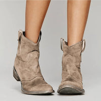 Sienna | Women's Western-Style Suede Ankle Knee High Boots Flat Heel
