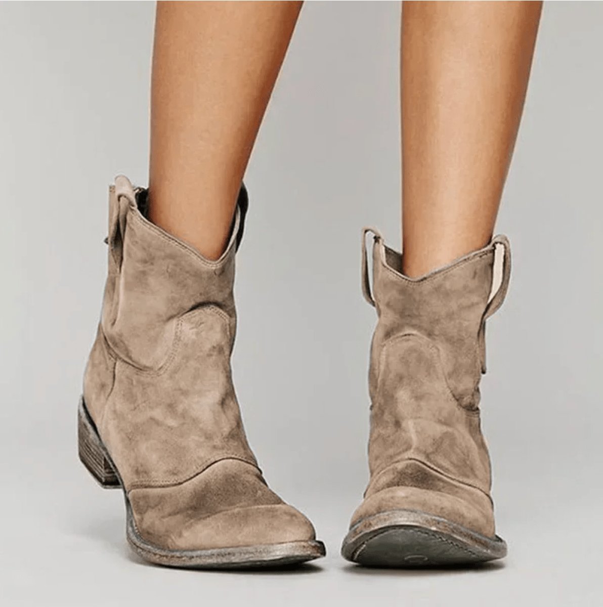 Sienna | Women's Western-Style Suede Ankle Knee High Boots Flat Heel