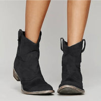 Sienna | Women's Western-Style Suede Ankle Knee High Boots Flat Heel
