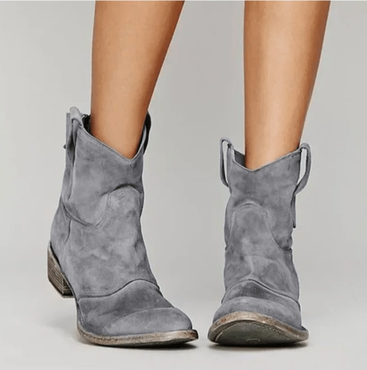 Sienna | Women's Western-Style Suede Ankle Knee High Boots Flat Heel