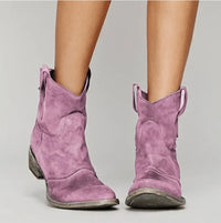 Sienna | Women's Western-Style Suede Ankle Knee High Boots Flat Heel